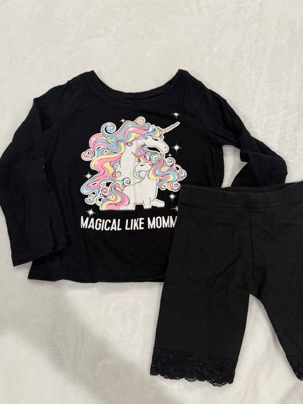 Children's Place Unicorn Set Long Sleeve Shirt Sparkly, Dori Creations Shorts